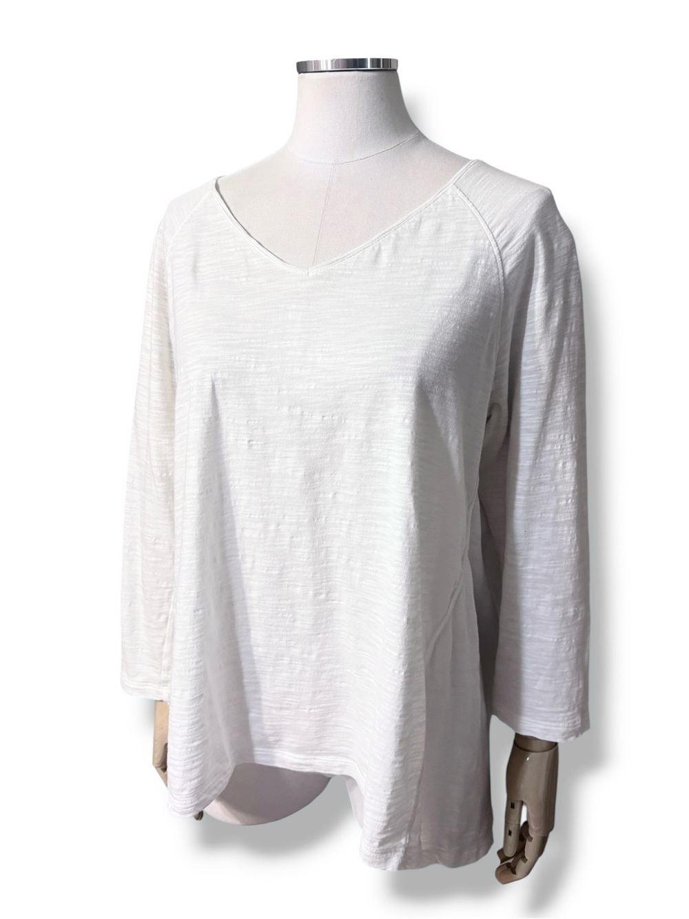 J. JILL White Sunbleached Multi-Seamed Tee Size Large
